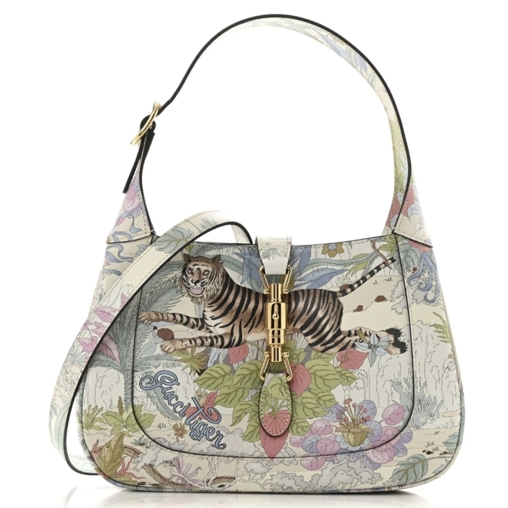 Auth GUCCI JACKIE 1961 Shangai Tiger Savanah Calfskin Hobo/Shoulder Bag